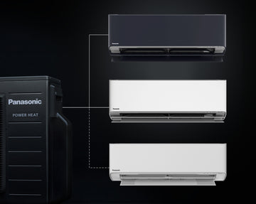 Panasonic HZ25 10.6kW Power Heat air heat pump with 3 black internal parts